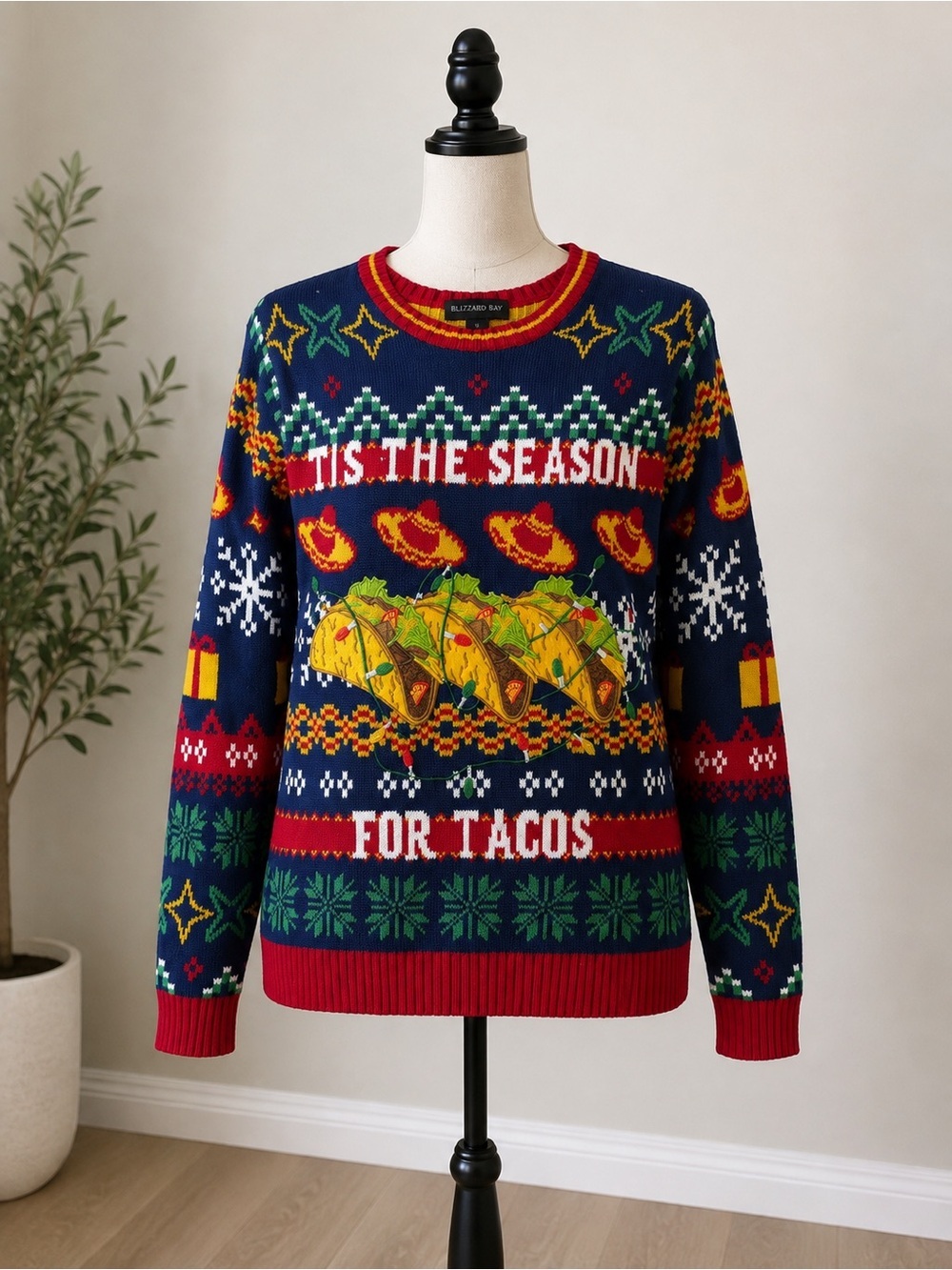 Blizzard Bay Tis the Season for Tacos Ugly Christmas Sweater Size L